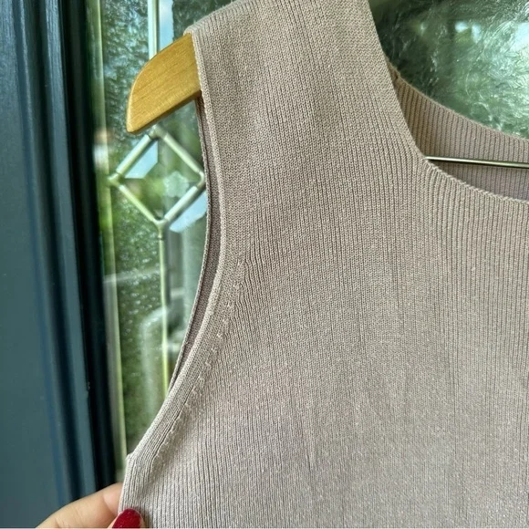 Joseph A. Vintage 100% silk cropped ribbed lavender purple tank top medium - Picture 4 of 5